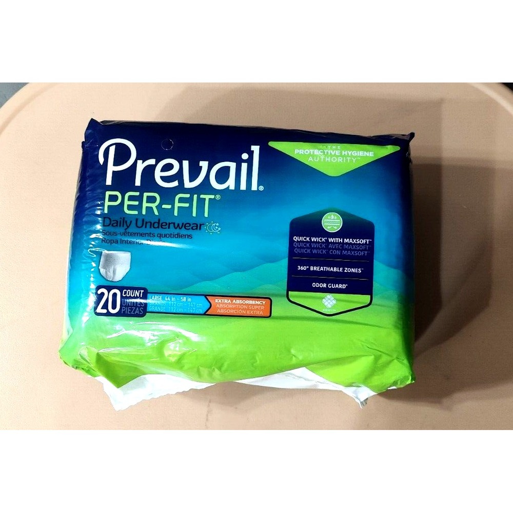 Prevail Per-Fit Large (44"-58") Daily Underwear‎  20 Count Protective Hygiene